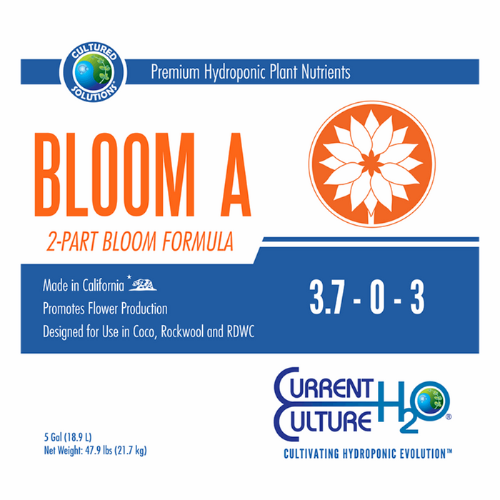 Cultured Solutions Bloom A Hydroponic Liquid Fertilizer.