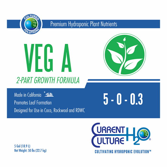 Cultured Solutions Veg A Hydroponic Liquid Fertilizer.
